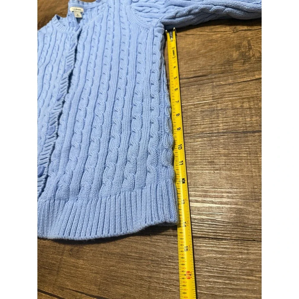 L.L. Bean pastel blue cable knit cardigan